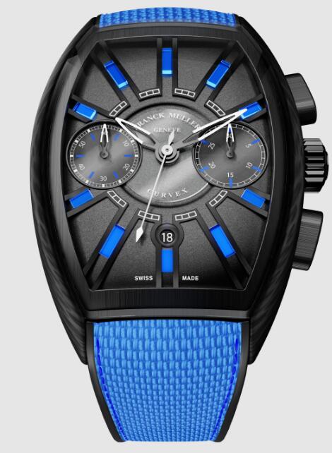 Review Franck Muller Curvex CX Flash Chronograph CX 36 CC DT FLASH CARBONE TTNRBR Blue Leather Replica Watch